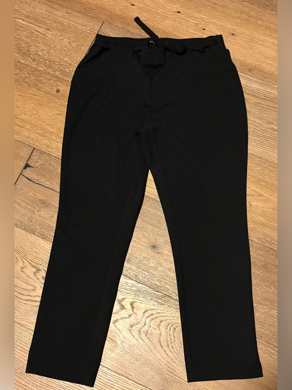 NYC Black Fitted Pants with Front Tie Detail by NYC size M